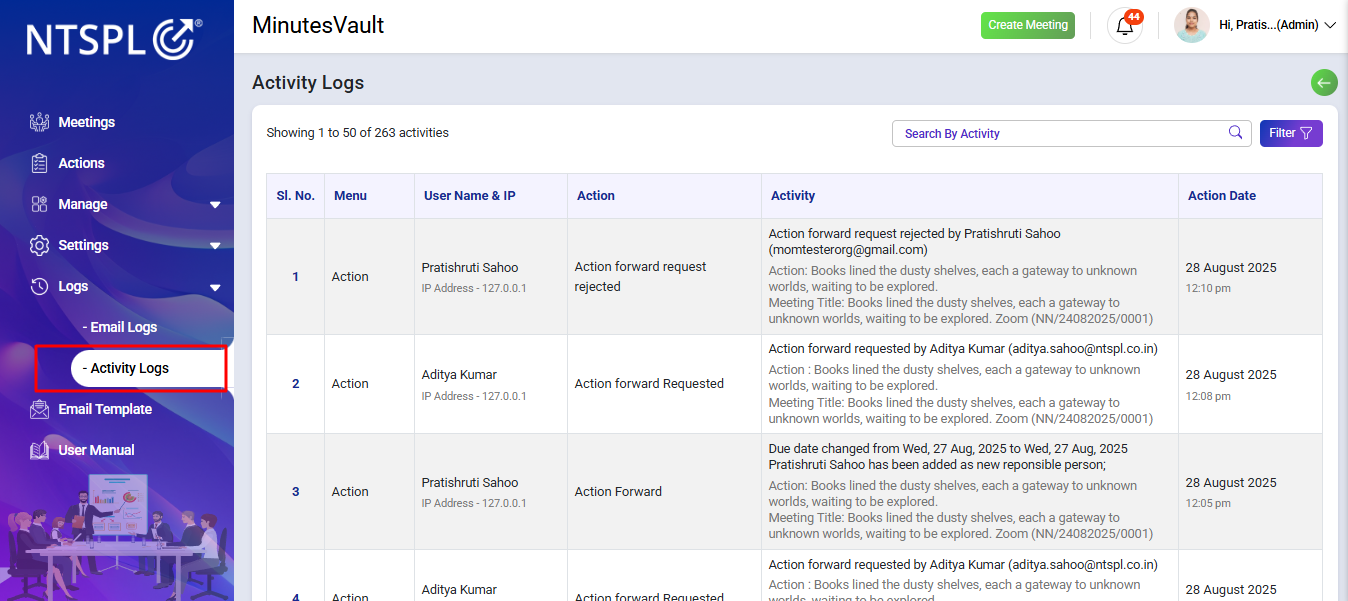 Activity Log
