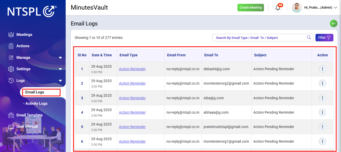 Email Logs