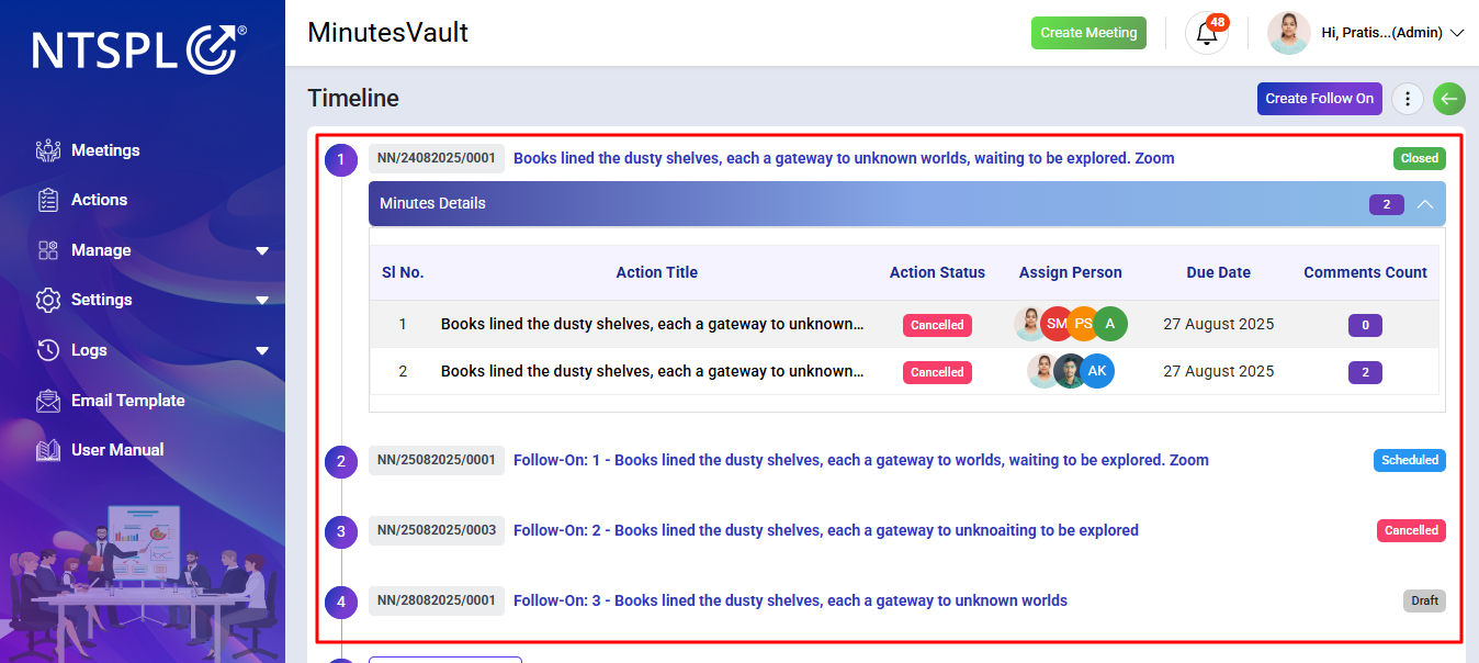 timeline view