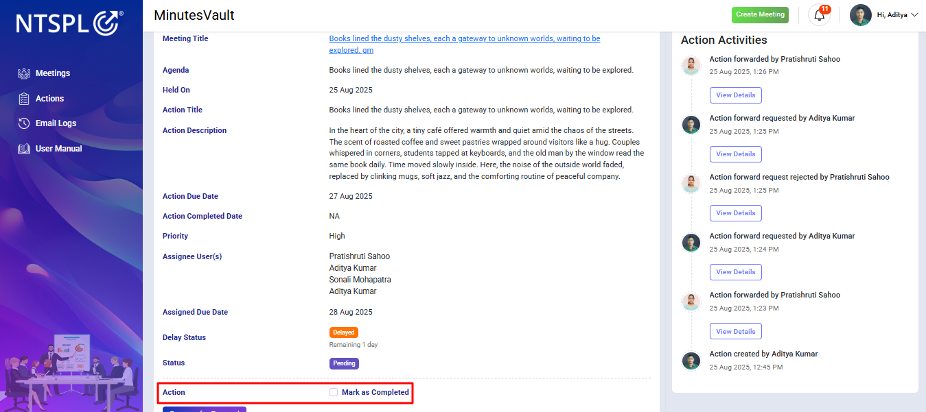 action checkbox