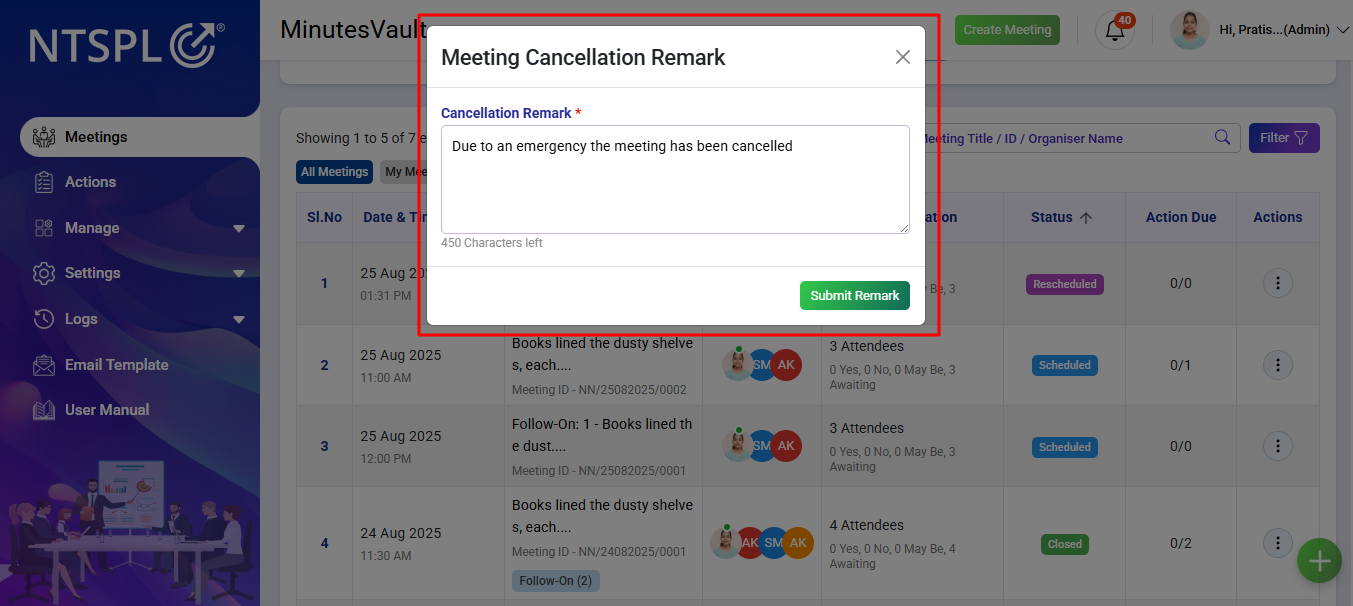 Cancel Meeting