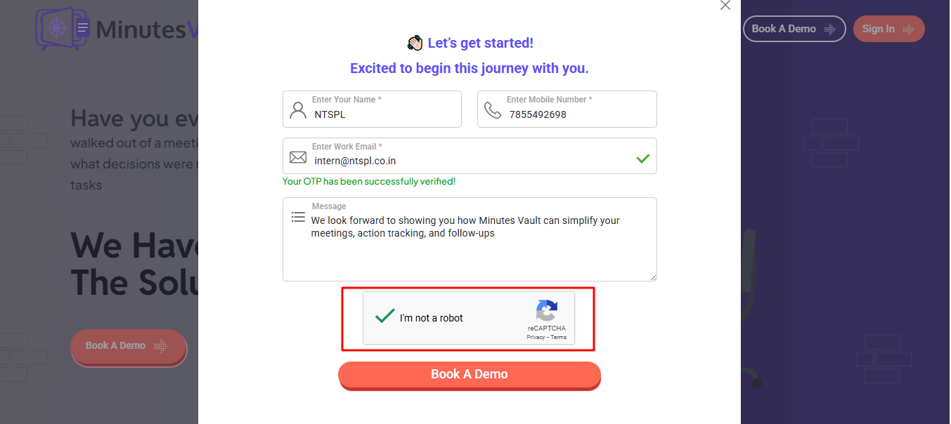 Book Demo Captcha