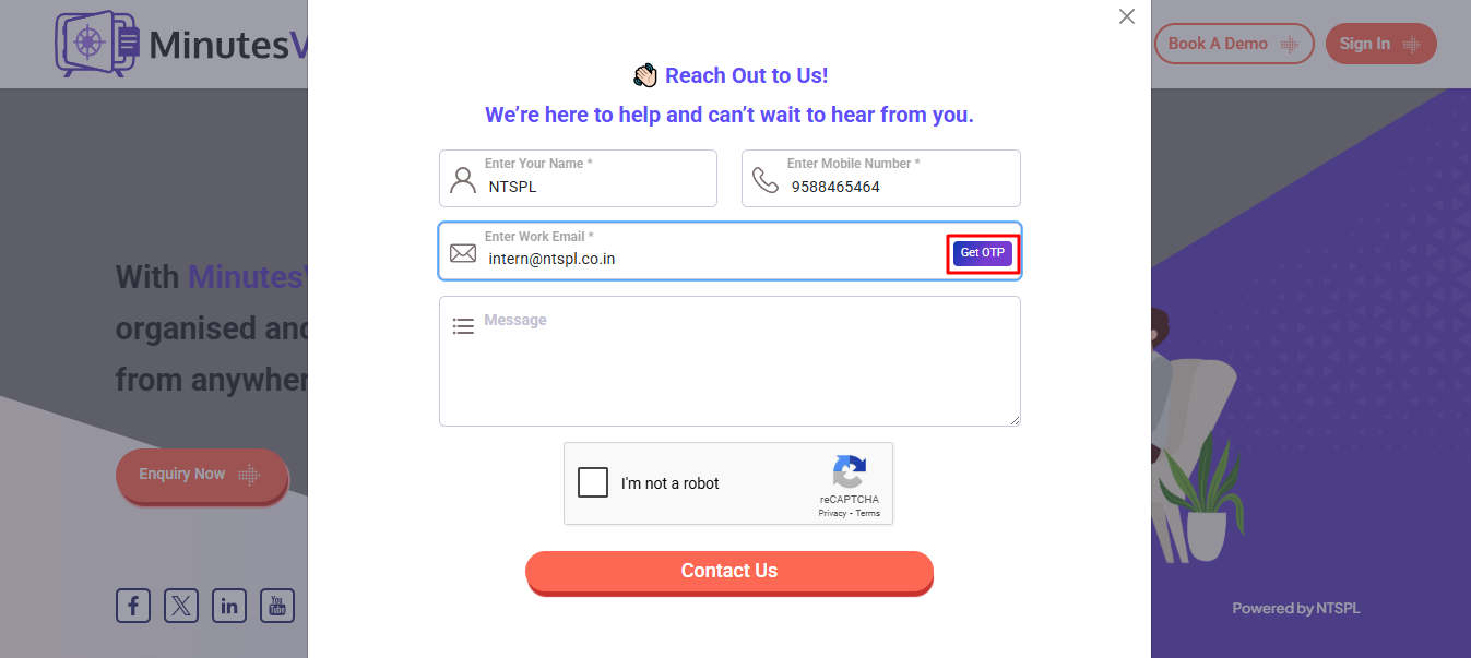 Enquiry Get OTP