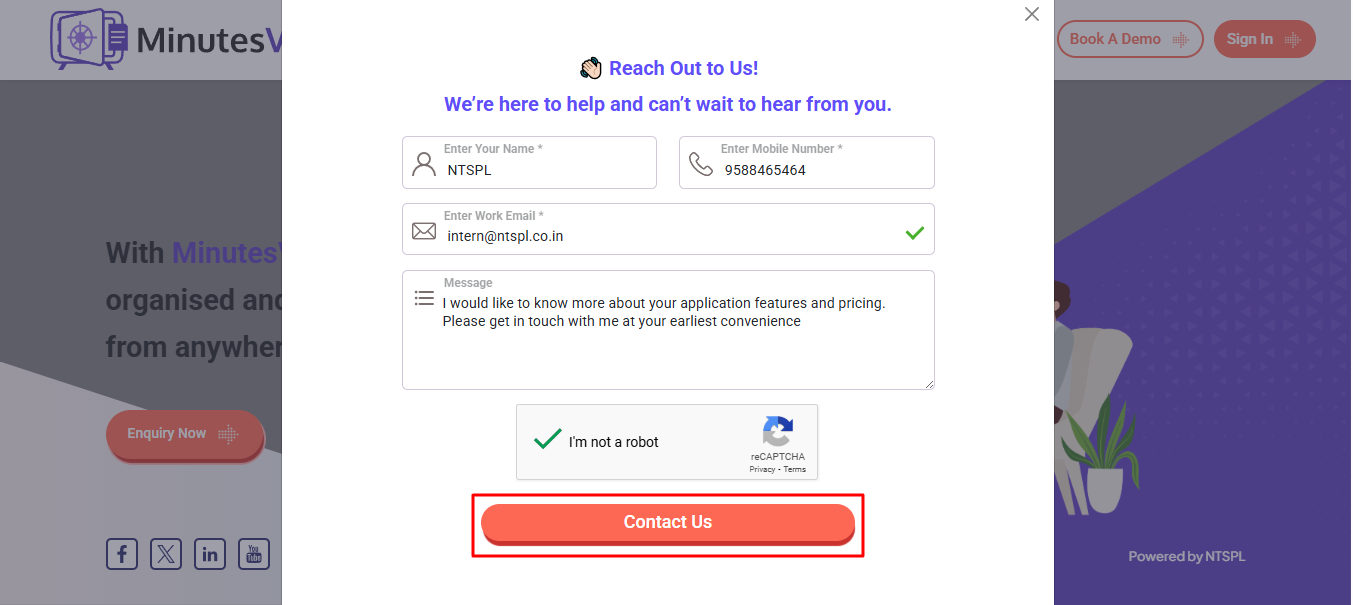 Enquiry Submit