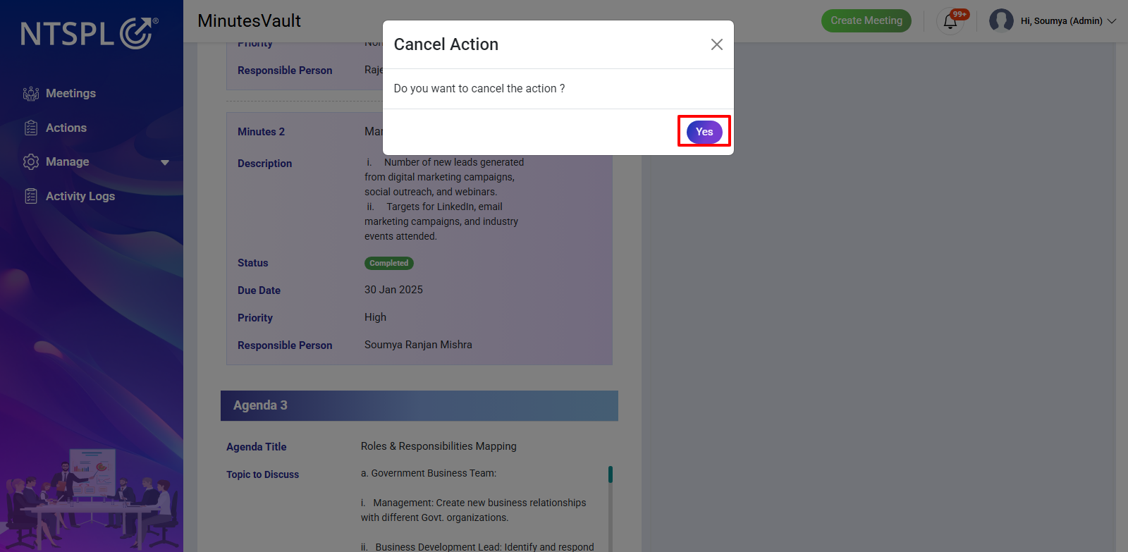 Cancel Confirmation Modal