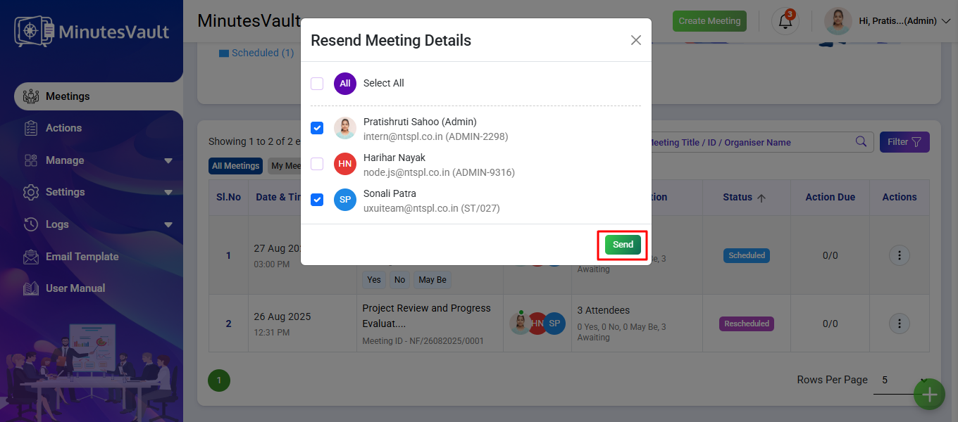 Resend Meeting Details